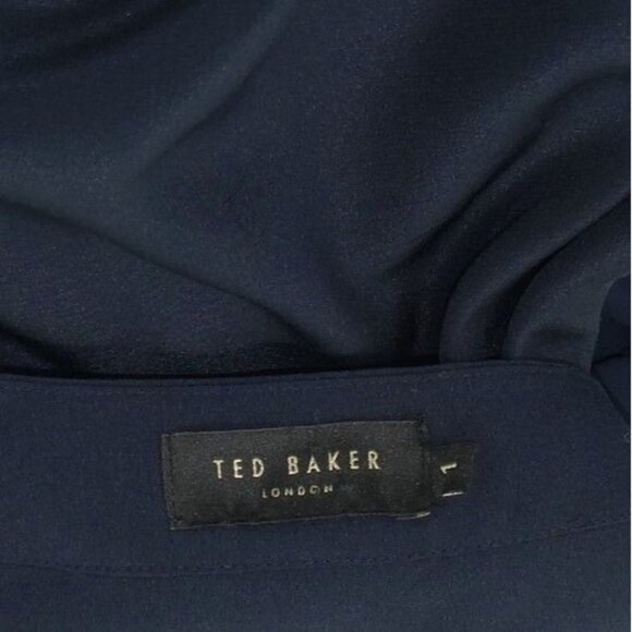 Ted Baker Navy Eene Frill Silk Top - Picture 12 of 15